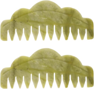 Massagekam van Jade - 2 Stuks - Gua Sha Kam voor Gezicht en Lichaam - Natuurlijke Jade Massager voor Ontspanning en Verzorging