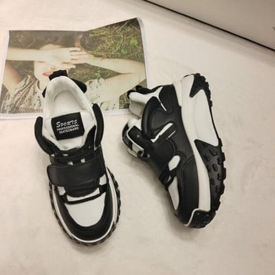 Nieuwe Chunky Winter Warmer Sneakers Daddy Platform Veterschoenen Casual Schoenen Herfst Winter Wit Lage Schoenen Vrouw Zapatos 38 zwart