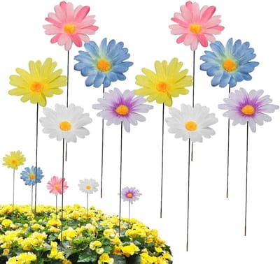 Metalen Madeliefjes - Tuindecoratie Bloemen - Buiten Decoratie - Levendige Kleuren - 1.9 x 3 x 1.9 cm - Kleurrijk