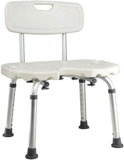 Douchestoel met rugsteun - Badkruk verstelbaar - Veilig douchen - Antislip en stabiel - Tot 136 kg - Wit