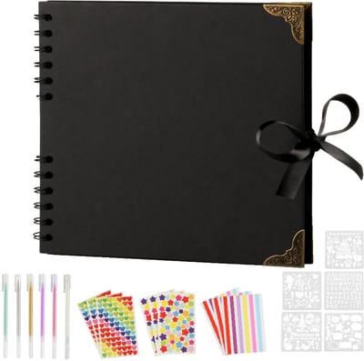 DIY-fotoalbum om zelf te ontwerpen, 60 pagina's plakboekfotoalbum, fotoalbums fotoboek om te lijmen, plakboekfotoboek om zelf te ontwerpen, afstudeerhuwelijkscadeau (zwart)