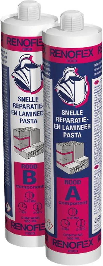 Renovaid Renoflex - Reparatie pasta - Slag-, stoot- en slijtvast - Sneldrogend - Rood - 600 ML