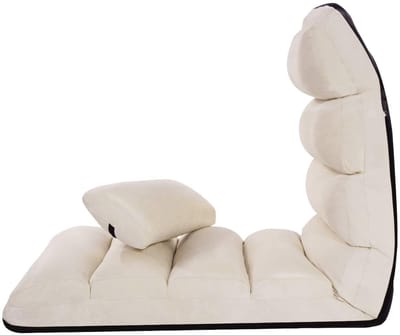 COSTWAY Relaxliege klappbar, Bodenstuhl mit Verstellbarer Rückenlehne, Bodenliege mit Schlaffunktion, Bodensofa, Bodensessel für Gaming, Schlafen, Lesen, Beige