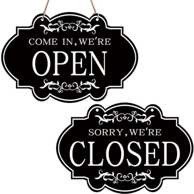 1 stuks Winkel Open Gesloten Bord Houten Hangende Plaque Omkeerbaar Dubbelzijdig Bord voor Winkel Bar Cafés Pubs Raam Muurkunst Decor