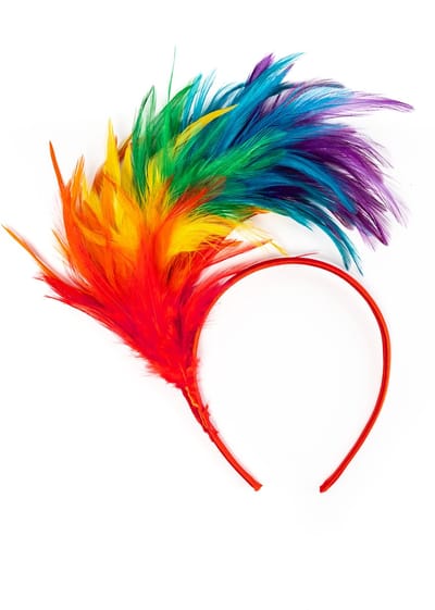 KIMU® Haarband Veren Regenboog - Diadeem Veertjes Multicolor - Papagaai Ara Pride Kleurrijk Dames Heren Volwassenen Kinderen Jongens Meisjes Festival