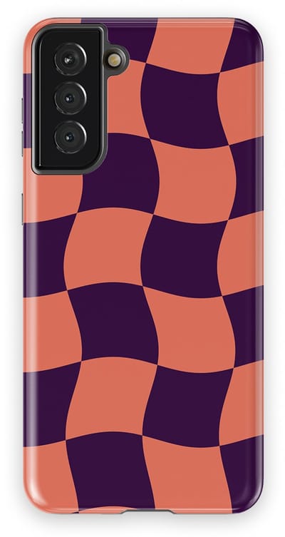 Checkered Warp Hoesje Samsung Galaxy S21 Plus | Geschikt Voor Mag | Uniek Design Hoesje | Beschermhoes Samsung Galaxy S21 Plus Check Flame