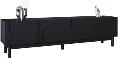 TV-Meubel - Met Golvende Deuren en Planken - Stabiele Poten - MDF - Wit