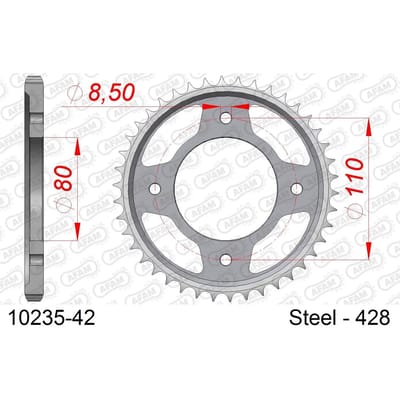 Stalen tandwiel Afam 428 42 dents