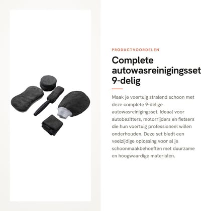 Dailygoods- Autowasreinigingsset 9-delig - Multifunctionele Auto-Schoonheidsset - Zachte Handdoeken - Duurzame Sponsblokken - Robuuste Bandenborstels - Ergonomisch Ontwerp - Autoreinigingsset