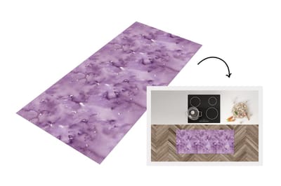 Keukenloper - Loper keuken - Waterverf - Patronen - Paars - 120x50 cm - Keukenloper vinyl
