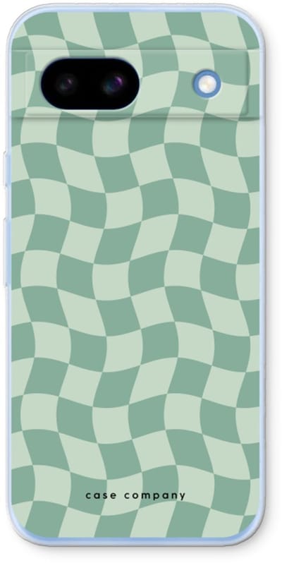 Case Company® - Hoesje geschikt voor Google Pixel 8a hoesje - Grid Groen - Soft Cover Telefoonhoesje - Bescherming aan alle Kanten en Schermrand