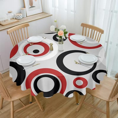 Cirkel Abstracte Geometrie Rond Tafelkleed Festival Dineren Waterdicht Tafelkleed Tafelkleed Voor Bruiloftsfeest Decor Diameter 153cm