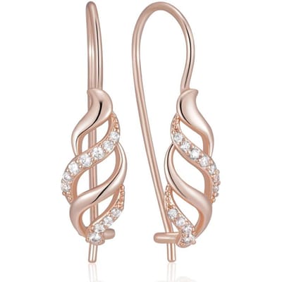 Boucles d'oreilles pendantes géométriques en zircon naturel brillant pour femmes Tendance Couleur Or Rose Mariage Bijoux Fins Cristal Cadeau white