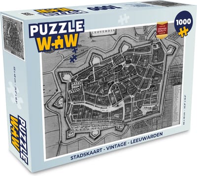 Puzzel Stadskaart - Vintage - Leeuwarden - Legpuzzel - Puzzel 1000 stukjes volwassenen - Plattegrond