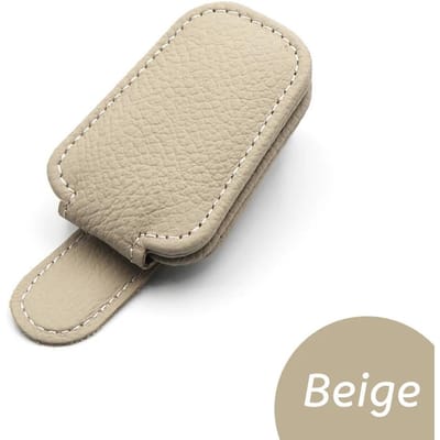 Magnetische Autozonnebrilhouder - Luxe Koeienhuid Lederen Vizierklem voor Brilbescherming (4 kleuren) beige
