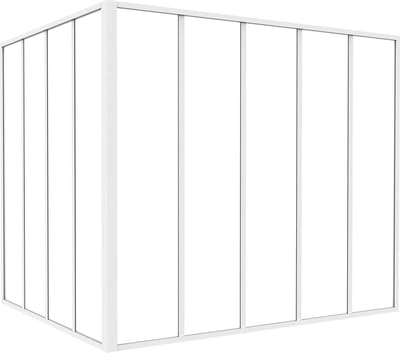 Vente-unique Glazen hoekbinnenraam met industriële stijl van gepoedercoat aluminium - L150 x L120 x H130 - Wit - BAYVIEW