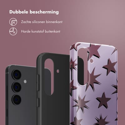 Selencia Hoesje - Geschikt voor Samsung Galaxy S24 - Backcover - Stars Plum Lilac