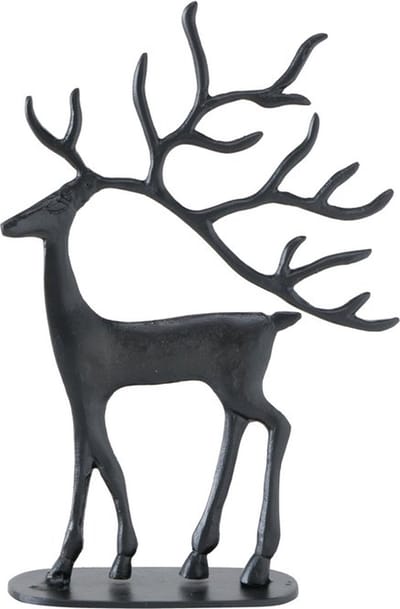 Boltze - Beeld - Sculptuur - Hert - Rendier - Trollah - Zwart - Kerst - 26x39cm
