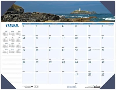Bureaukalender Onderlegger - Maandplanner Bureau - Planning Werkdag - Met Kustlijn Afbeelding - 76x40 cm - Niet gespecificeerd