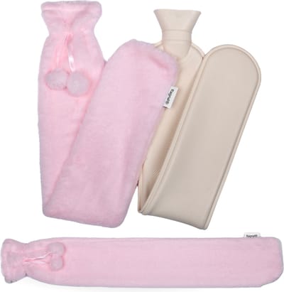 Ragnal Warmwaterkruik - Roze - Kruik Met extra zachte hoes - Warmtekussen - Extra Lang - 2L Inhoud - 8 uur warmte - Kruik - XXL