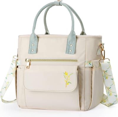 Deluxe lunchtas voor vrouwen - lekvrije geïsoleerde koeltas geweldig cadeau voor vrouwen waterdichte meervoudige tas lunchtas met afneembare riem voor het werk / picknick, populier