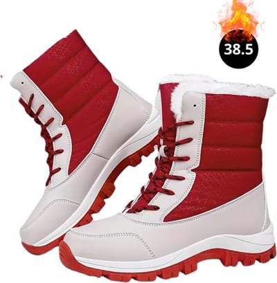 Nivard Snowboots - Sneeuwschoenen - Sneeuwboots - Dames - Wintersport - Ski - Skischoenen - Grijs Rood - 38.5- Laarzen
