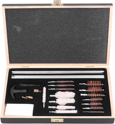 ByShane - Universele pistool reinigingsset voor alle soorten jachtgeweren en pistolen - 28-delig | Geweerloopgereedschap, aluminium borstelset | Geschenken voor mannen.