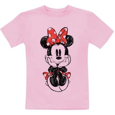 Mickey & Minnie Mouse - Disney T-shirt voor kinderen - Kids - Sitting Minnie Sketch - voor Kinderen - roze