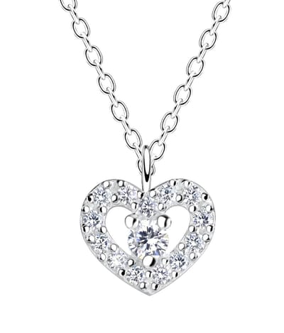 Joy|S - Zilveren hartje hanger inclusief ketting 45 cm - zirkonia - hart 9 x 8 mm - kinderketting