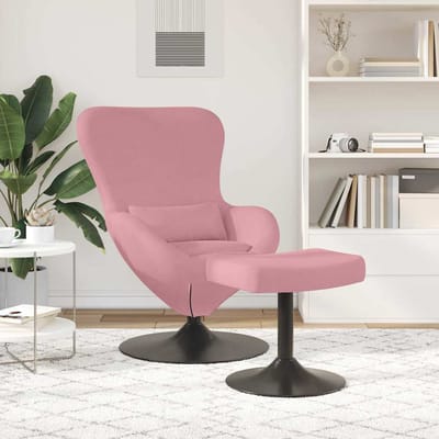 vidaXL - Ei - Stoel - met - Voetensteun - Roze - Fluweel