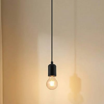 Lindby - hanglamp - 1licht - Aluminium, staal - H: 7 cm - E27 - zwart