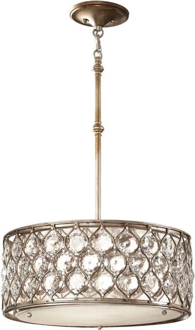 Landelijke Hanglamp - Steady Lighting - Glas - Landelijk - E27 - L: 46cm - Voor Binnen - Woonkamer - Eetkamer - Zilver