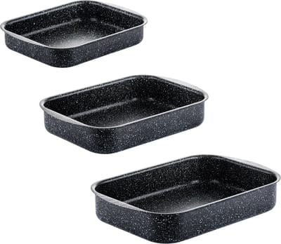 Westinghouse 3-delige Ovenschalenset – Ø25, 30 & 35 cm Braadslede – Ovenschaal – Vaatwasserbestendig – Black Marble