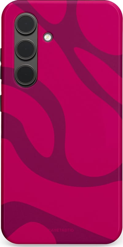 Casetastic hoesje geschikt voor Samsung Galaxy S24 - Dubbellaagse bescherming - Violet Paarse Golven - Fashion Case - Roze