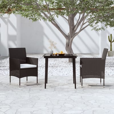 vidaXL - 3-delige - Tuinset - met - kussens - zwart