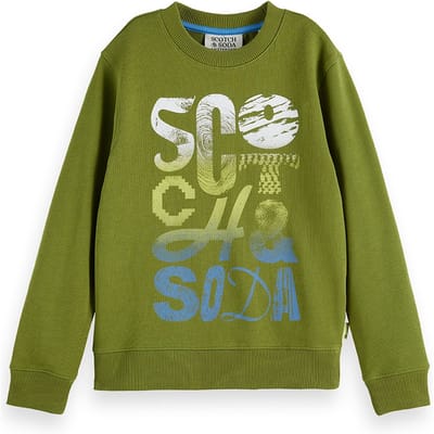 Scotch & Soda Boy Regular-fit Sweatshirt With Front Artwork Calla Green Taglia: 4 | Maglioni Outlet | kids | Verde