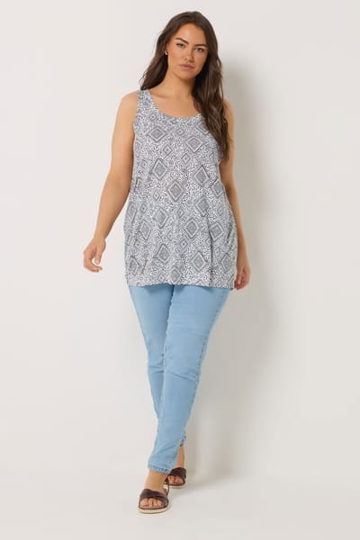Yours Witte Core Tanktop Met Tegelprint Size 62-64
