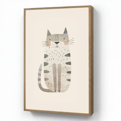 Nachtlampje 60x90 cm - Kinder lamp - Kat - Dieren - Beige - Tafellamp kinderkamer draadloos - Slaapkamer lampje - Bedlamp kinderen - Kinderlampje - Wandlamp babykamer - Nachtlampjes