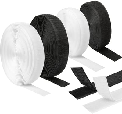 tape for sewing, 4 pieces, 16 mm x 5 m, fastener for sewing with hook and loop strap, black and white, double-sided - ShopVlot