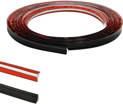 Zwarte flexibele kunststof hoekafwerkingsstrip voor werkblad en plafond - PVC kwadrantlijst voor vloer - 2,5 meter, 12 mm * 6 mm - zelfklevend.