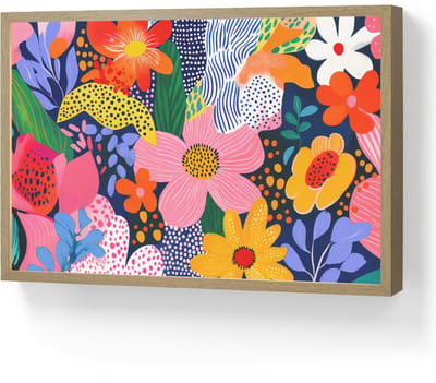 Wandlamp 60x40 cm - Oplaadbaar - Kleurrijk - Bloemen - Abstract - Stippen - Wandlampen binnen woonkamer - Slaapkamer lamp - Decoratieve nachtlamp - Vloerlamp draadloos