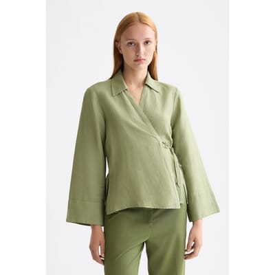 Scotch & Soda Wrap Shirt With Tie Closure Oil Green Taglia: 34 | Maglie a manica lunga Outlet | Donna | Verde