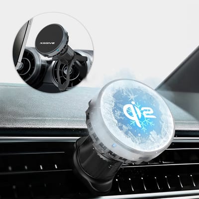 Xssive Telefoonhouder Auto Ventilatie - Actieve Koeler - Geschikt voor MagSafe Autohouder Oplader Draadloos - 15W Qi2 - Telefoonhouders Auto Magnetisch - Driepuntsteun - GSM Houder Auto Magneet