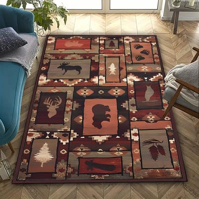 Amerikaanse Landelijke Vintage Stijl Kunst Tapijt Woonkamer Slaapkamer Bank Groot Oppervlak Decoratieve Mat Kinderen Spelen Zacht Antislip Kleed Cadeau 40x60cm (16x24in)