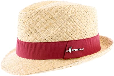 Herman chapeau été petit bord relevé à l'arrière en paille naturelle légère avec ruban uni
