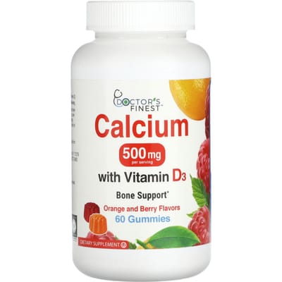 Doctor's Finest, calcium avec vitamine D3, saveur orange et fruits rouges, 500 mg, 60 gommes