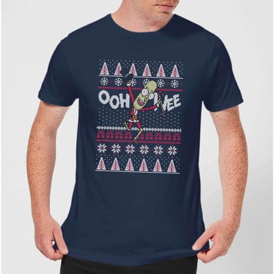 Rick and Morty Ooh Wee Men's Christmas T-Shirt - Navy - S
