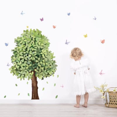 Dailygoods- Muursticker Grote Groene Boom - Muurstickers Kinderen - Wanddecoratie Woonkamer - Wanddecoratie Slaapkamer - Wanddecoratie Kinderkamer - Vriendelijk Vinyl
