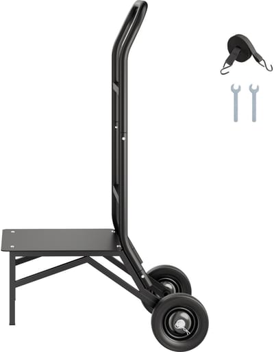 Vouwstoelstandaard, 68 Kg Draagvermogen, Transportwagen voor Maximaal 10 Stapelbare Stoelen, Veelzijdige metalen Trolley met Rubberen Wielen, Stoelhouder Om Te Duwen, Matzwart Ontwerp