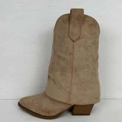 Suèdine cowboylaarsjes met trendy flap khaki Khaki / 36